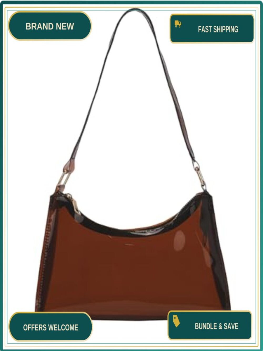 Clear PVC Hobo Shoulder Bag Top Handle Transparent Purse
